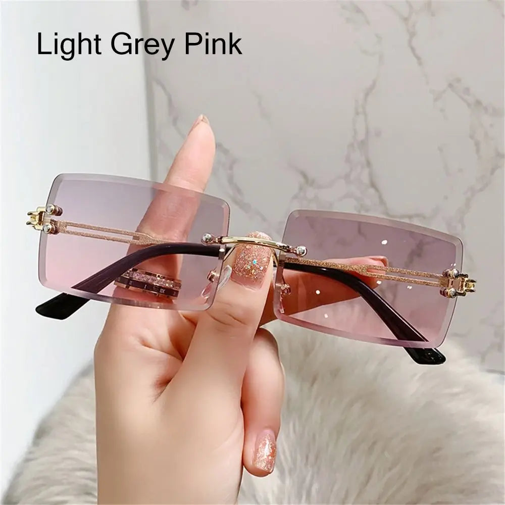 Retro Eyewear UV400 Rectangle Sunglasses Sunglasses for Women Vintage Sunglasses Frameless Sunglasses