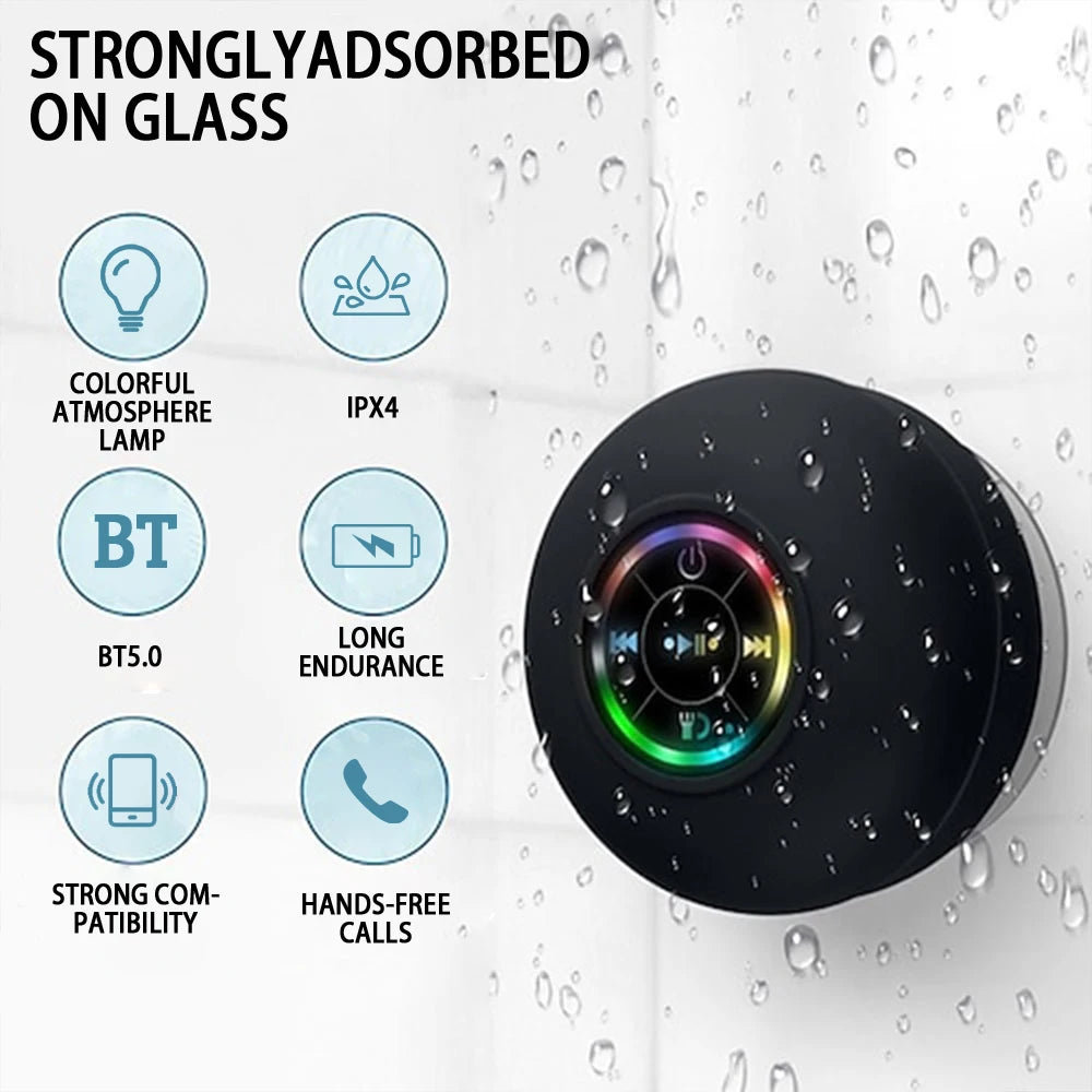 Waterproof Bluetooth Shower Speaker with RGB Lights