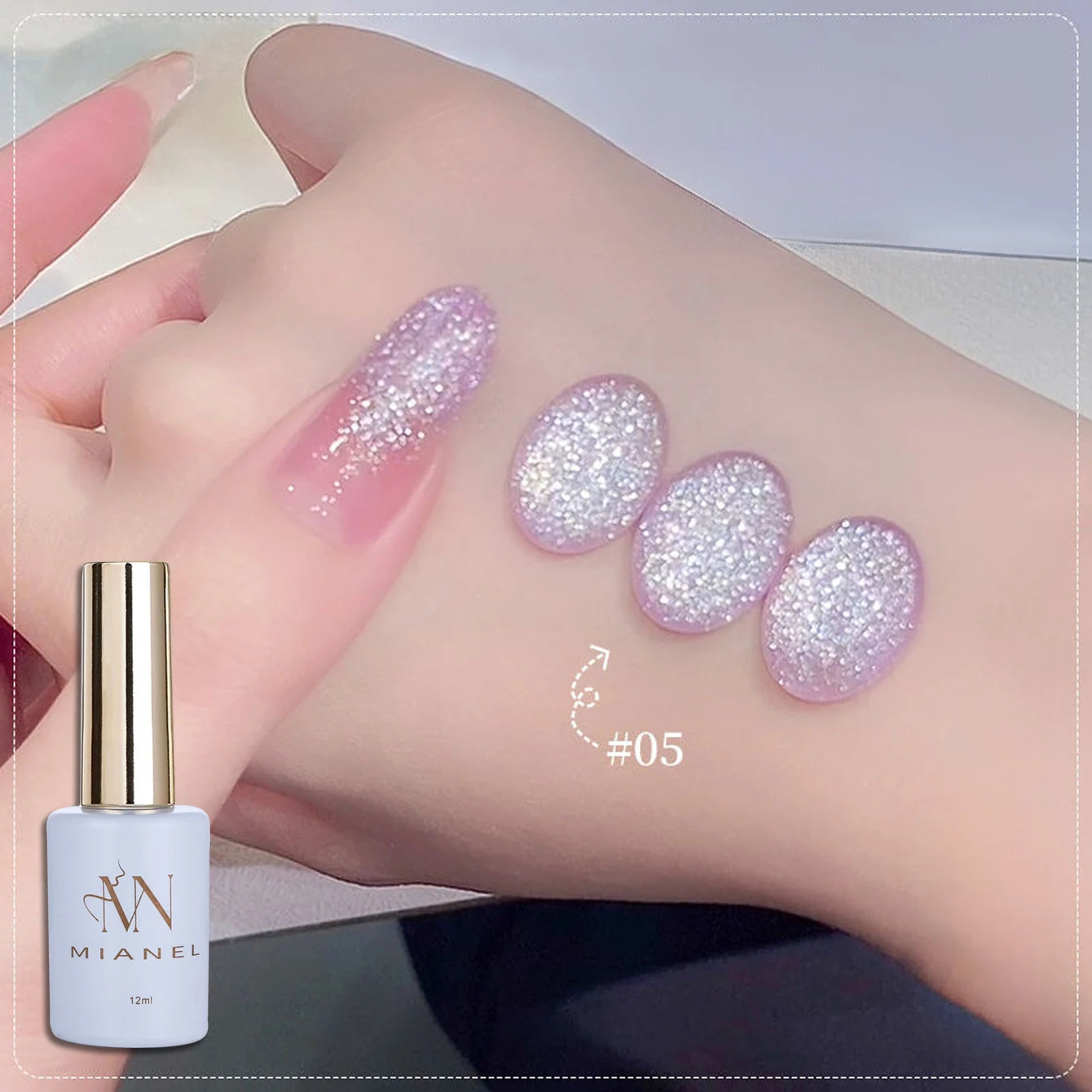 MIANEL 12ML White Nails Jimeng Wedding Dress Fine Glitter Gel Nail Polish Super Flash Glitter Nail Polish Nail Art Salon Use