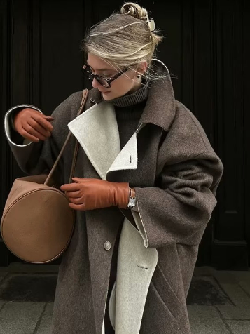 Long Style Woolen Coat for Women