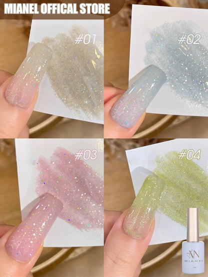 MIANEL 12ML Summer Dream Wedding Dress Fine Glitter Gel Nail Polish Popular Whitening Glitter Crushed Diamond Nails Pink Nails