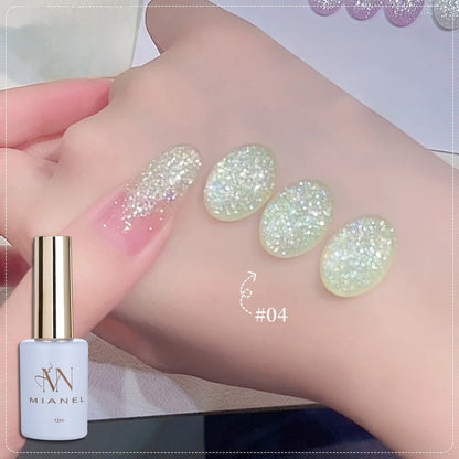 MIANEL 12ML White Nails Jimeng Wedding Dress Fine Glitter Gel Nail Polish Super Flash Glitter Nail Polish Nail Art Salon Use