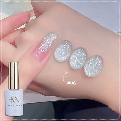 MIANEL 12ML White Nails Jimeng Wedding Dress Fine Glitter Gel Nail Polish Super Flash Glitter Nail Polish Nail Art Salon Use