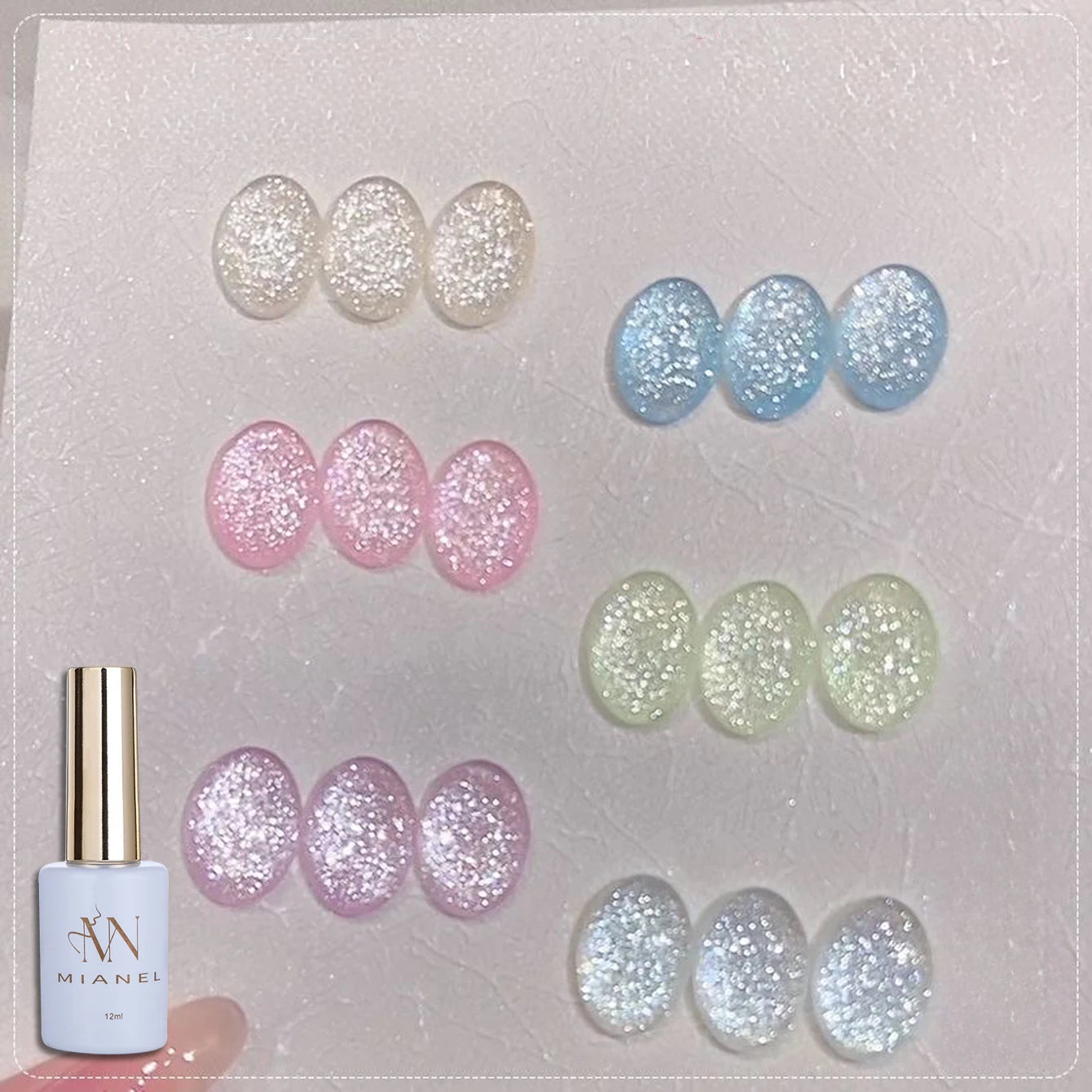MIANEL 12ML White Nails Jimeng Wedding Dress Fine Glitter Gel Nail Polish Super Flash Glitter Nail Polish Nail Art Salon Use