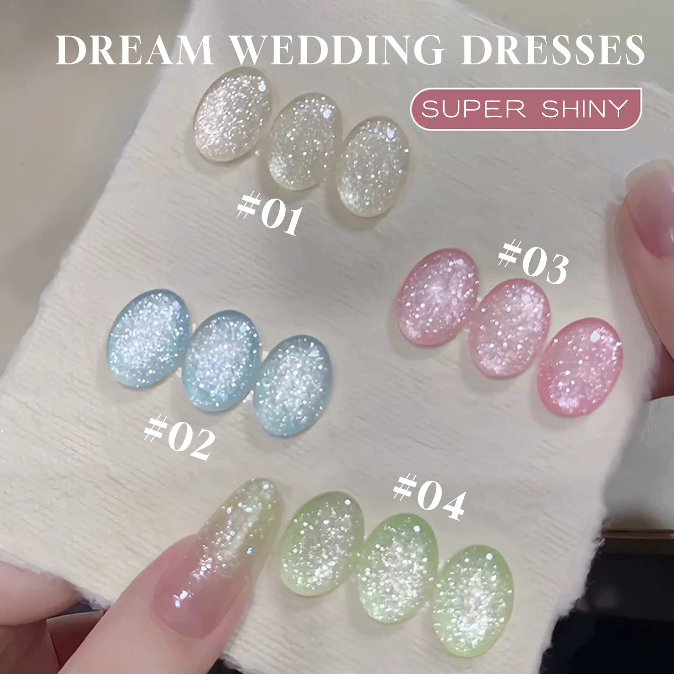 MIANEL 12ML White Nails Jimeng Wedding Dress Fine Glitter Gel Nail Polish Super Flash Glitter Nail Polish Nail Art Salon Use