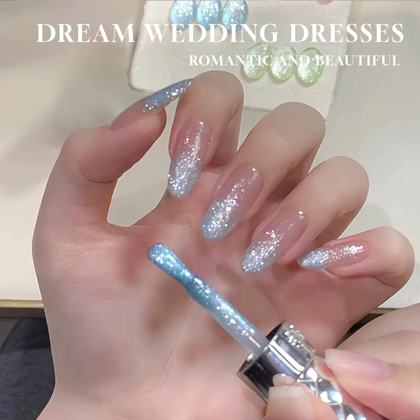 MIANEL 12ML Summer Dream Wedding Dress Fine Glitter Gel Nail Polish Popular Whitening Glitter Crushed Diamond Nails Pink Nails
