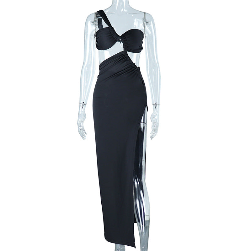 Elegant Off-Shoulder Maxi Dress with Backless Design