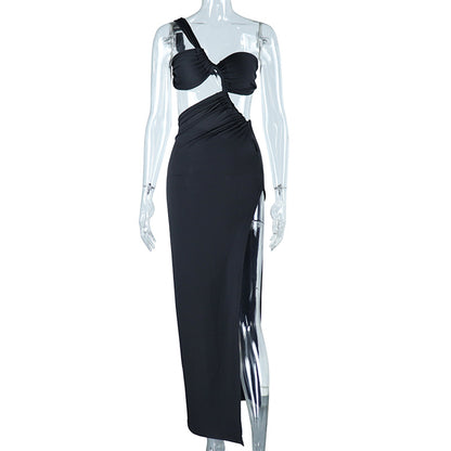 Elegant Off-Shoulder Maxi Dress with Backless Design
