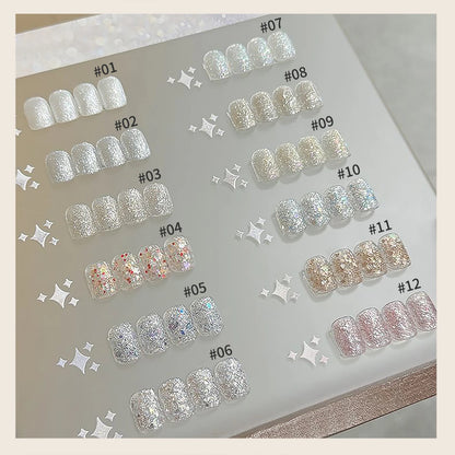 MIANEL 12ML White Nails Jimeng Wedding Dress Fine Glitter Gel Nail Polish Super Flash Glitter Nail Polish Nail Art Salon Use