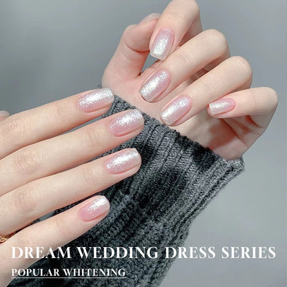 MIANEL 12ML White Nails Jimeng Wedding Dress Fine Glitter Gel Nail Polish Super Flash Glitter Nail Polish Nail Art Salon Use