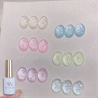 MIANEL 12ML White Nails Jimeng Wedding Dress Fine Glitter Gel Nail Polish Super Flash Glitter Nail Polish Nail Art Salon Use