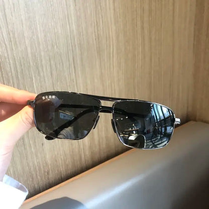 2025 New Sunglasses For Men Crystal Glass For Driving Big Face UV400 Green Sunglasses Metal High-quality Double Beams
