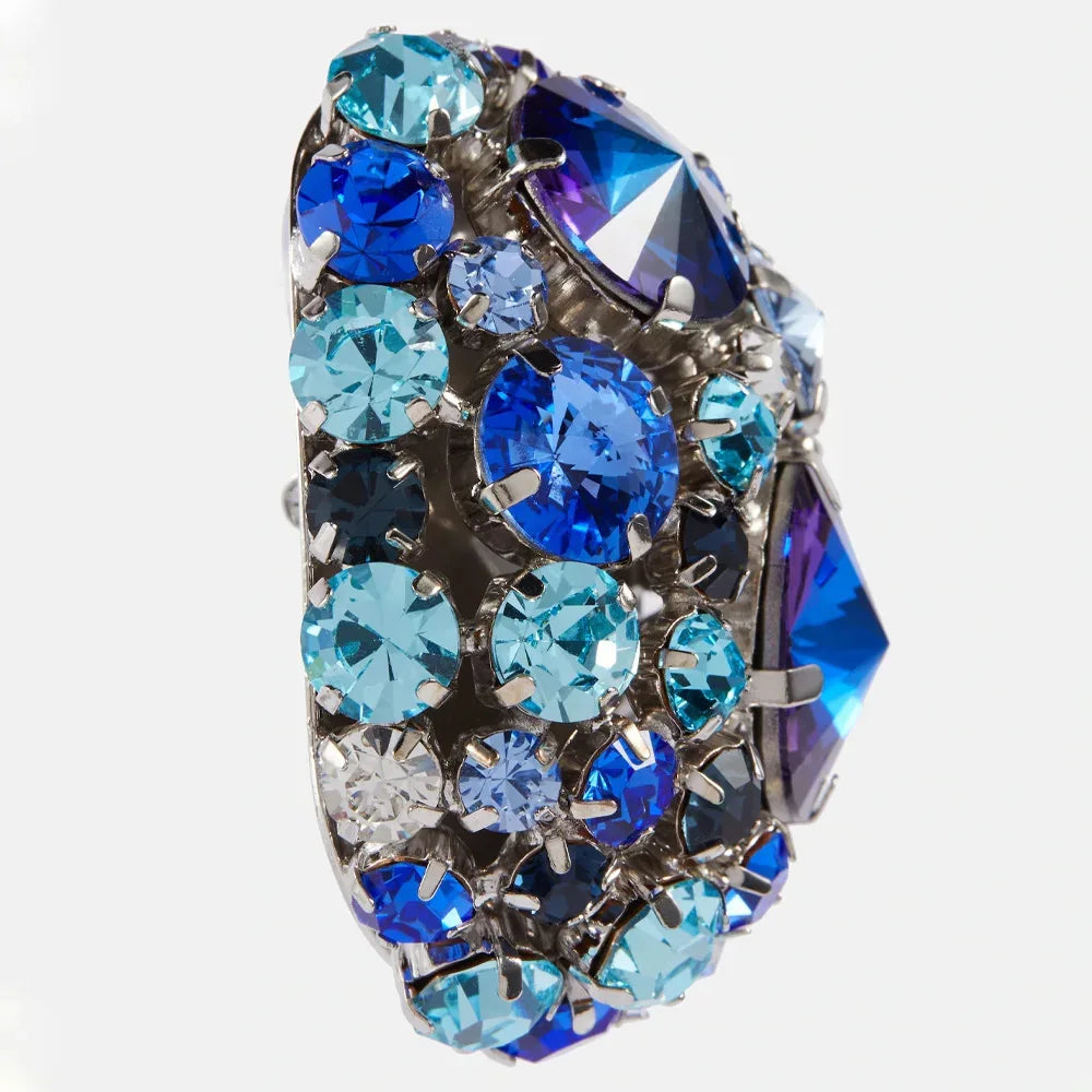Royal Blue Crystal Statement Stud Earrings