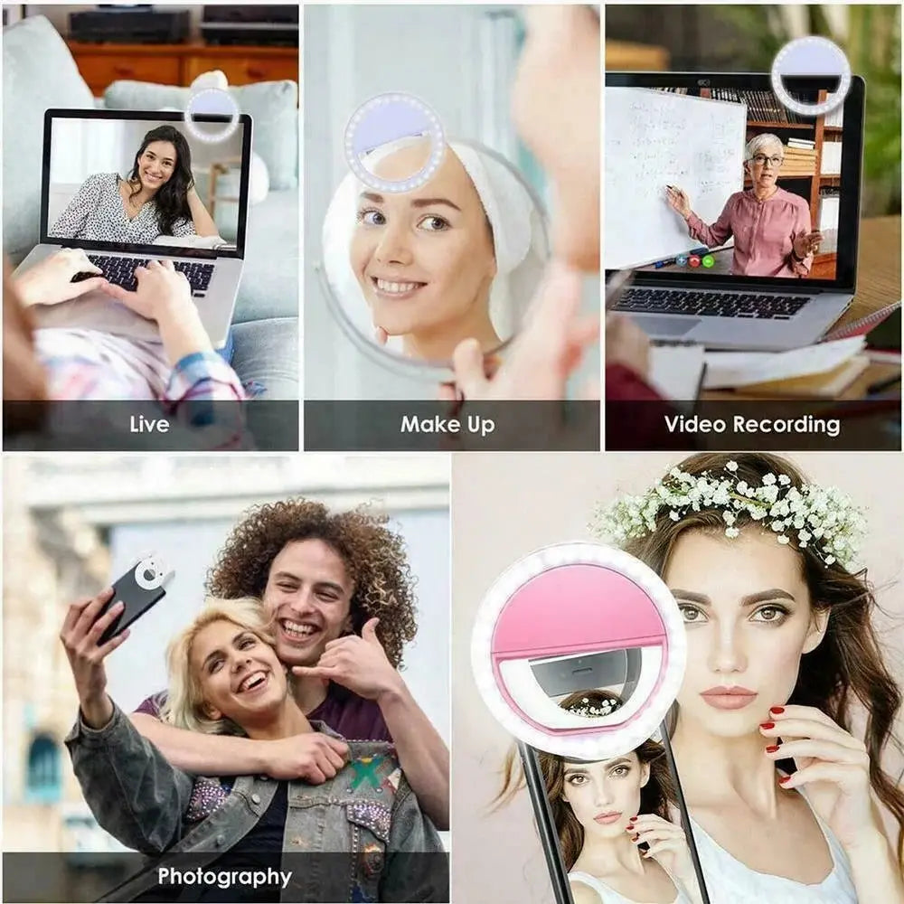 Clip-On LED Selfie Ring Light for Smartphones