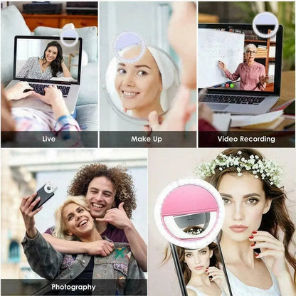 Clip-On LED Selfie Ring Light for Smartphones