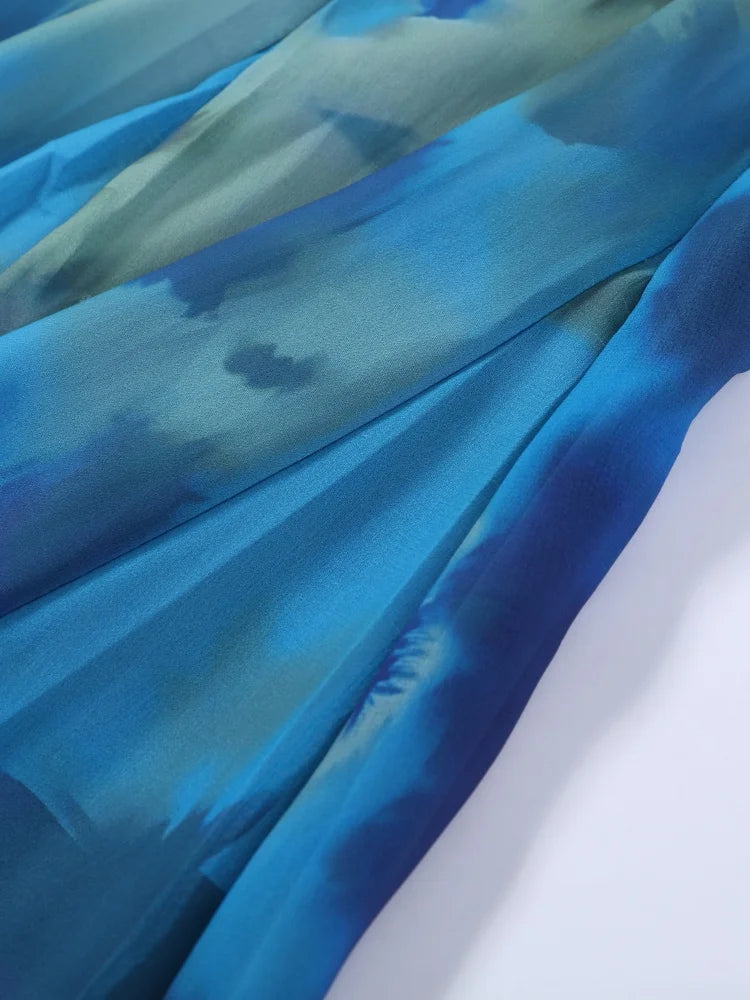 Printed High Neck Sleeveless Maxi Dress