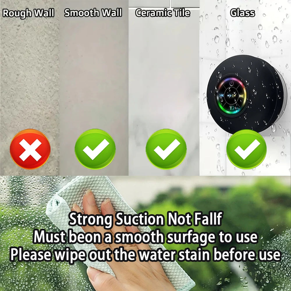 Waterproof Bluetooth Shower Speaker with RGB Lights