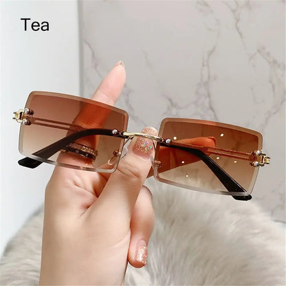 Retro Eyewear UV400 Rectangle Sunglasses Sunglasses for Women Vintage Sunglasses Frameless Sunglasses