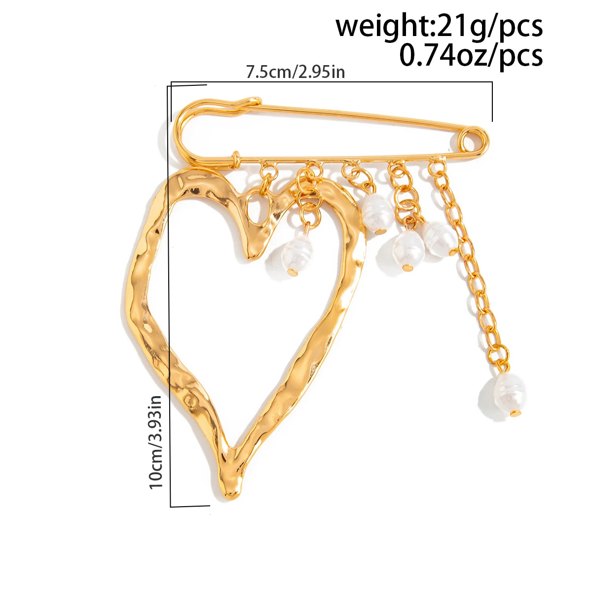 Vintage Floral Heart Safety Pin Brooch