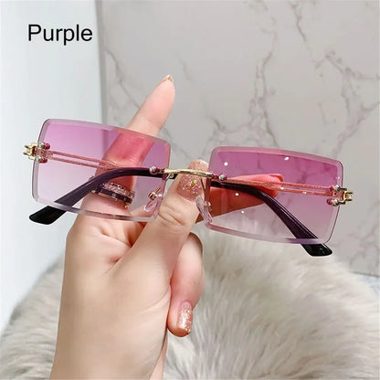 Retro Eyewear UV400 Rectangle Sunglasses Sunglasses for Women Vintage Sunglasses Frameless Sunglasses