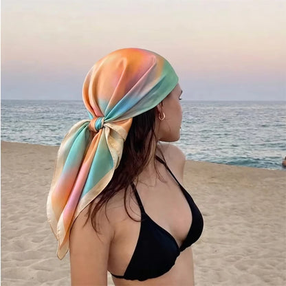 2026 New Shawl Print Headscarf Hair Wrap Neckerchief Female Satin Square Scarf For Women Headband Foulard Hijab Bandana