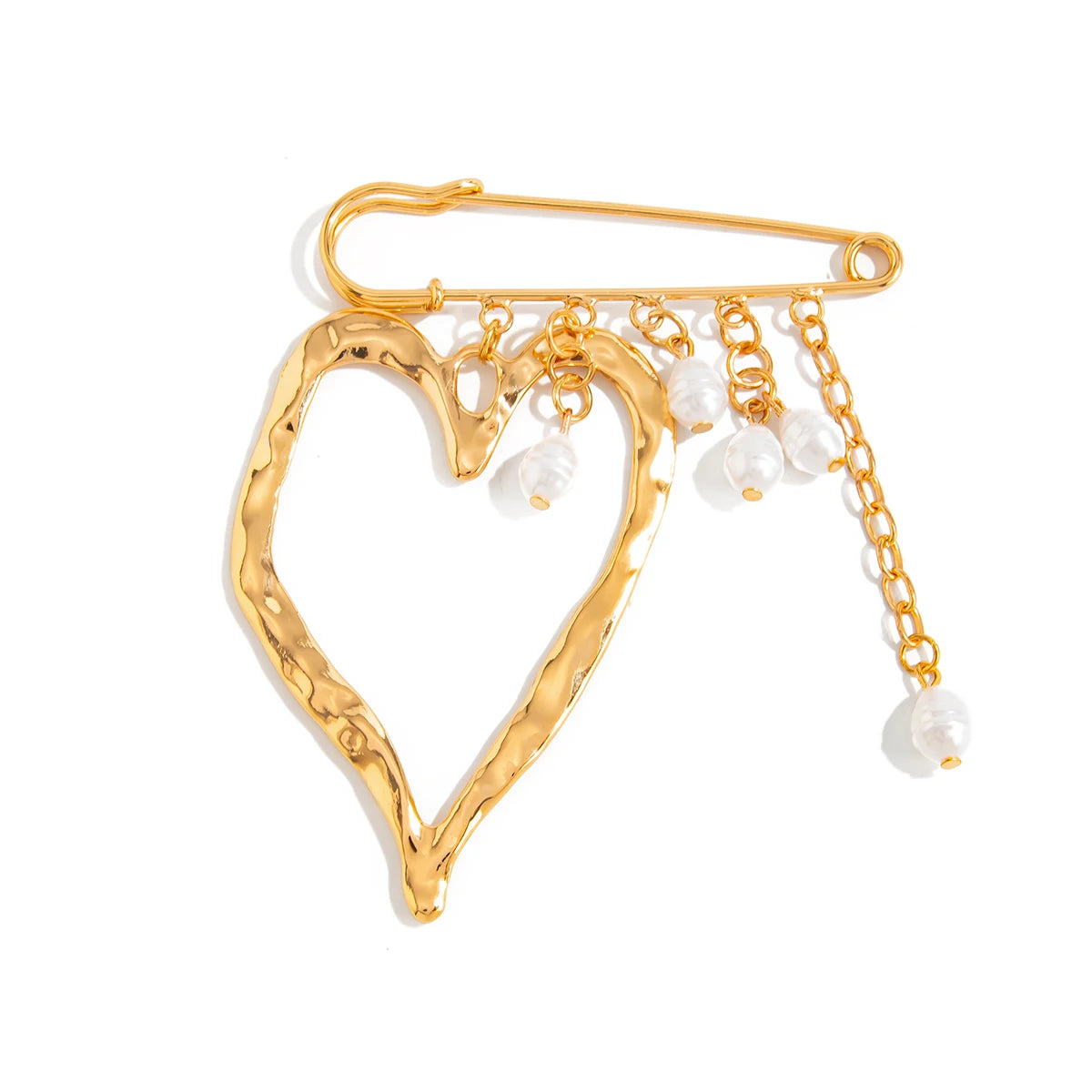 Vintage Floral Heart Safety Pin Brooch
