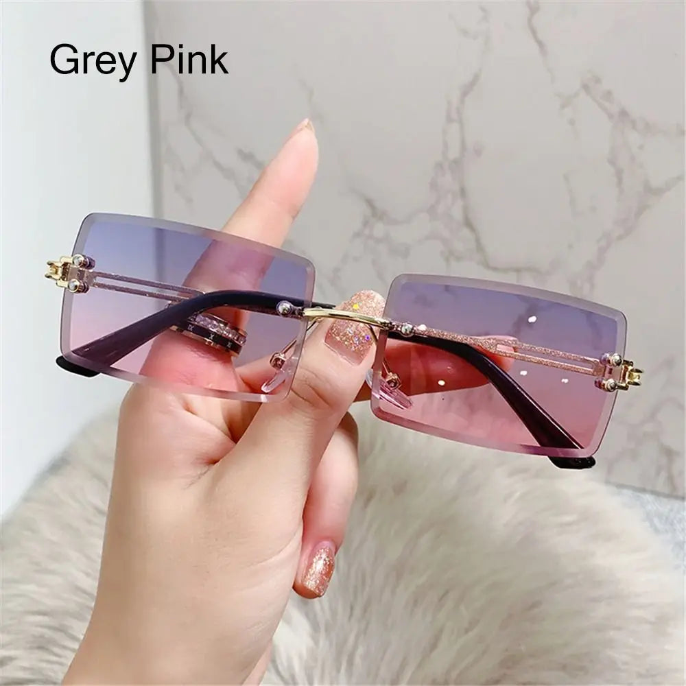 Retro Eyewear UV400 Rectangle Sunglasses Sunglasses for Women Vintage Sunglasses Frameless Sunglasses