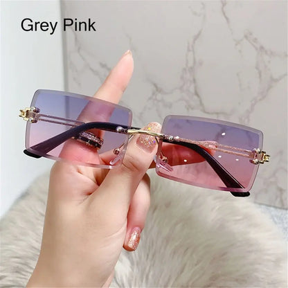 Retro Eyewear UV400 Rectangle Sunglasses Sunglasses for Women Vintage Sunglasses Frameless Sunglasses