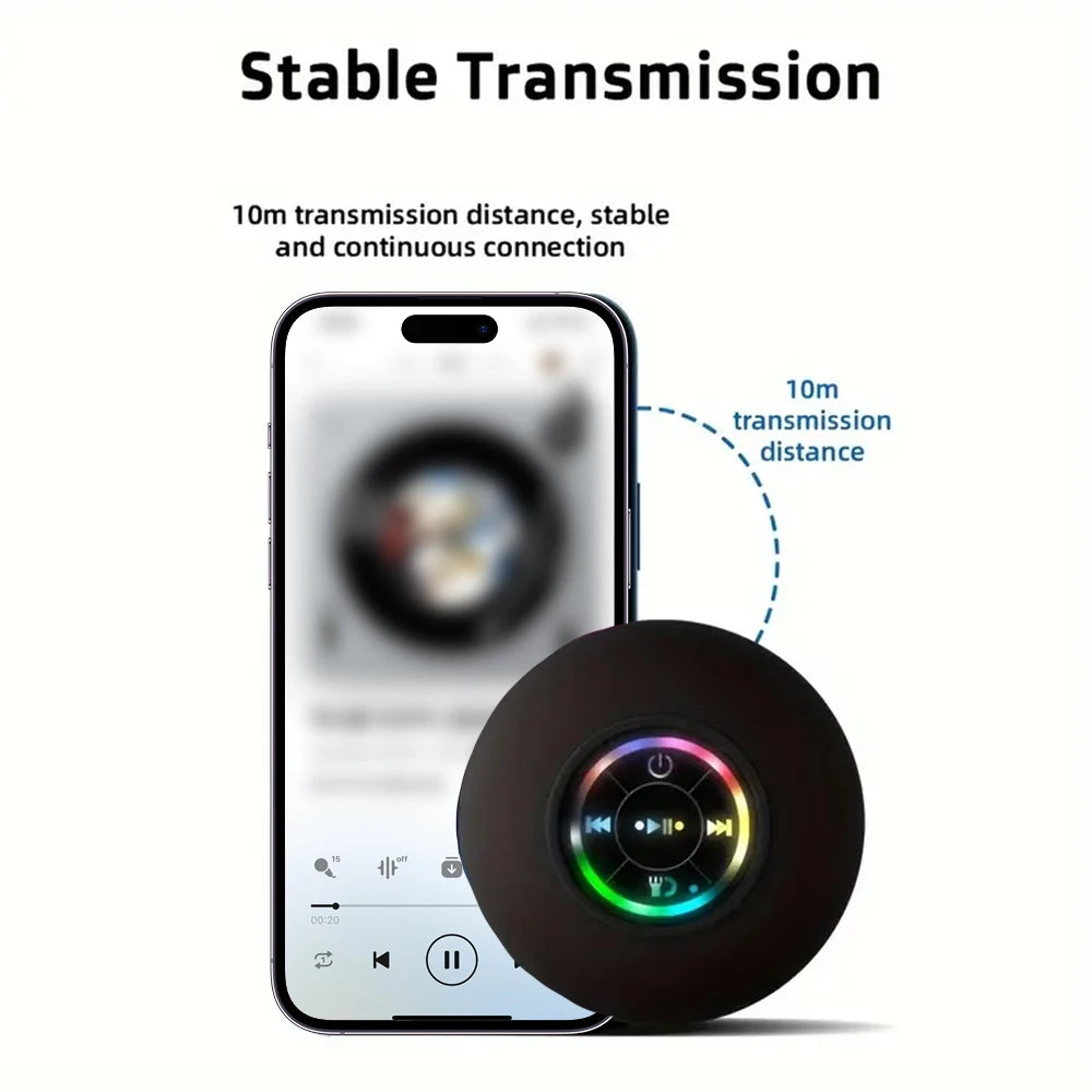 Waterproof Bluetooth Shower Speaker with RGB Lights