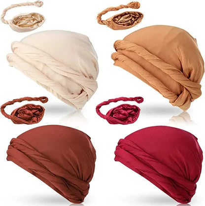 Unisex Turban HeadWrap HaloTurban Durag Comfy Chemo Hat Satin Lined HeadScarf Muslim Hijab Turban HeadScarf Dropship