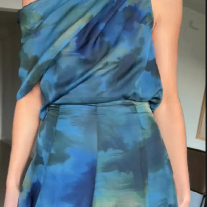 Printed High Neck Sleeveless Maxi Dress