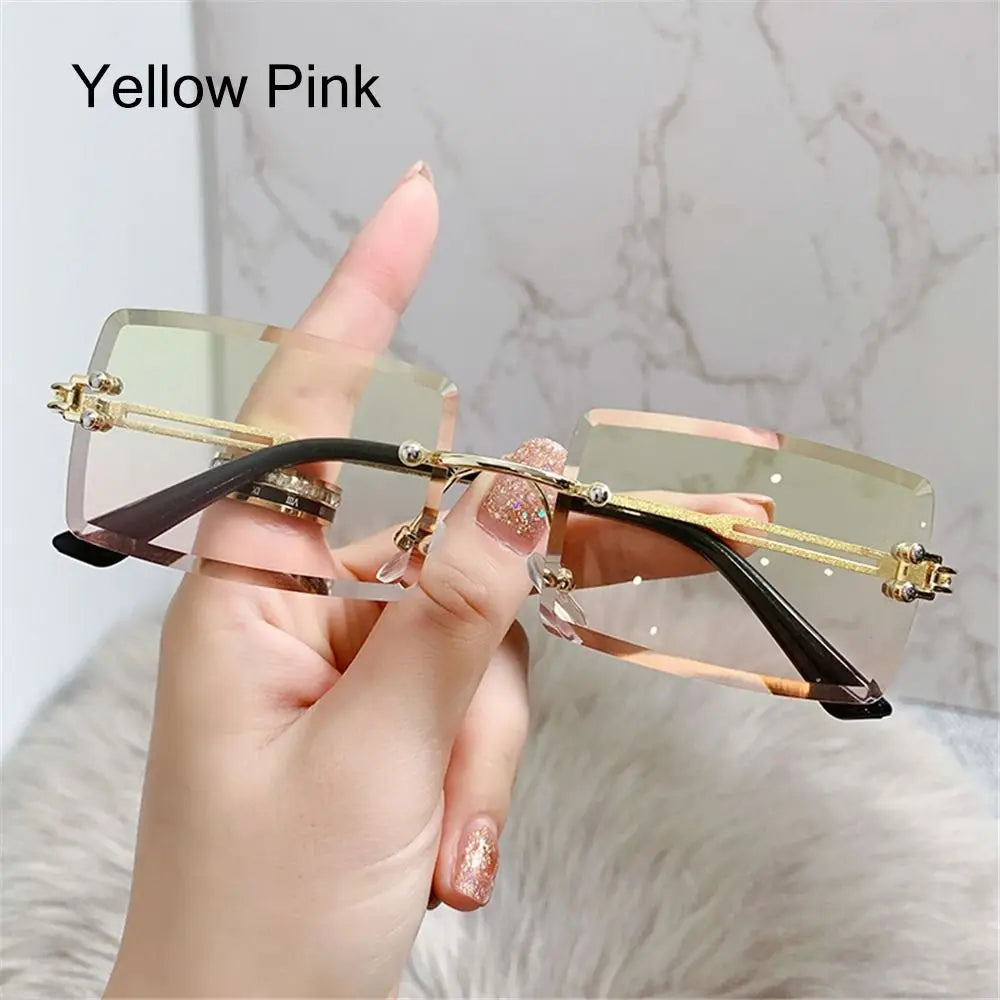 Retro Eyewear UV400 Rectangle Sunglasses Sunglasses for Women Vintage Sunglasses Frameless Sunglasses