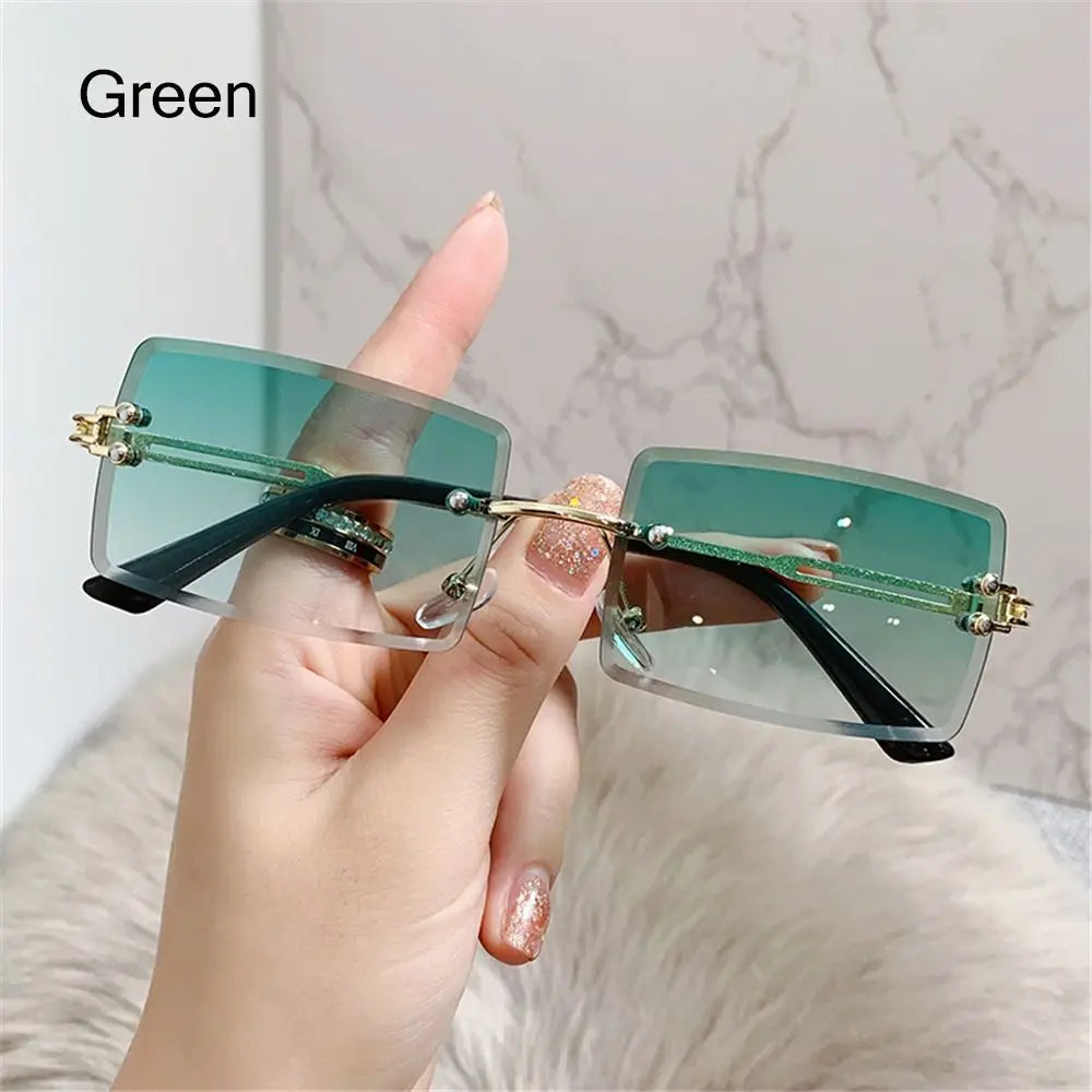 Retro Eyewear UV400 Rectangle Sunglasses Sunglasses for Women Vintage Sunglasses Frameless Sunglasses