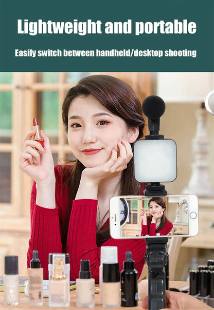 Smartphone Vlogging Kit with Microphone, LED Light, Tripod & Remote