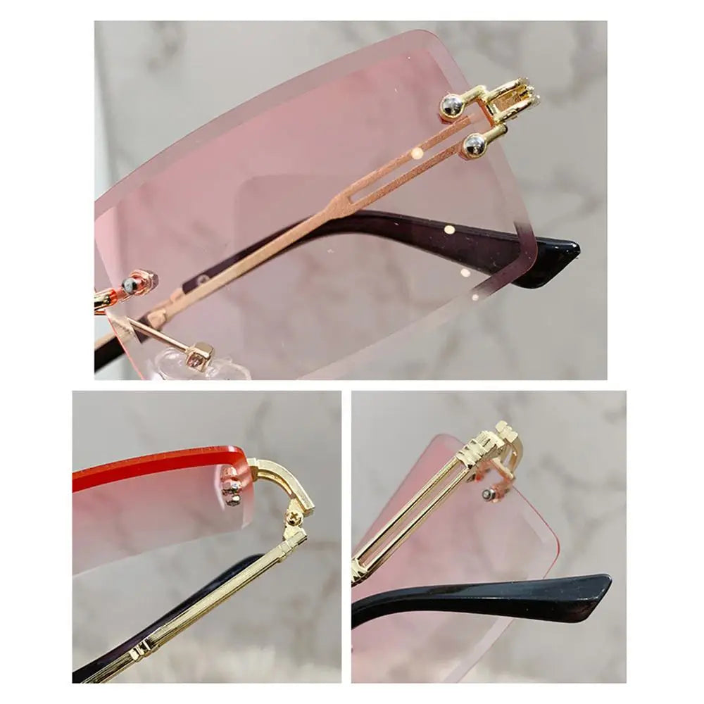 Retro Eyewear UV400 Rectangle Sunglasses Sunglasses for Women Vintage Sunglasses Frameless Sunglasses