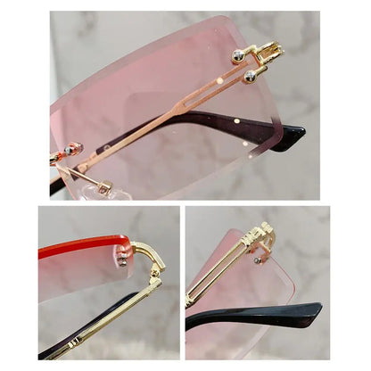 Retro Eyewear UV400 Rectangle Sunglasses Sunglasses for Women Vintage Sunglasses Frameless Sunglasses