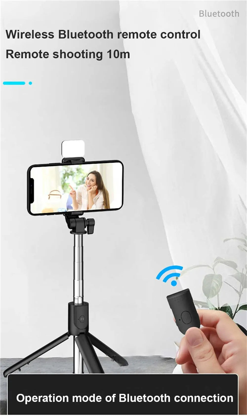 Portable Bluetooth Selfie Stick Tripod Holder with Remote