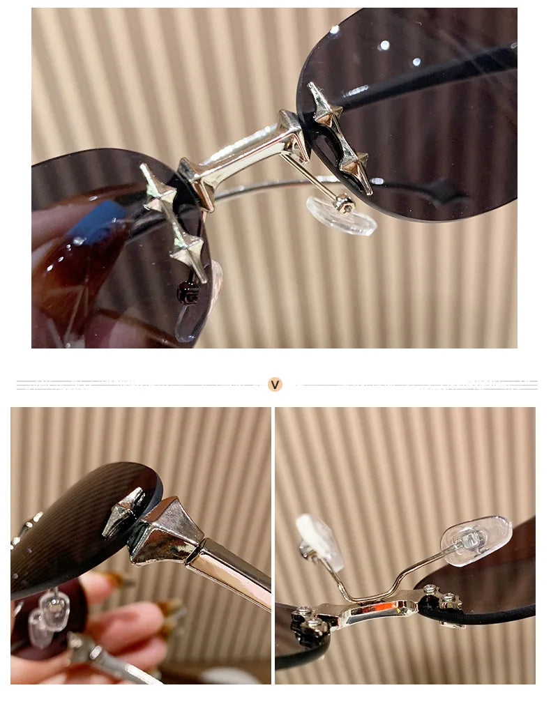 2026 New European and American Sunglasses, INS Style, Frameless Oval, High-End Fashion, Vintage Trendy Hit, Y2K Korean Version