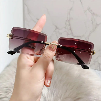 Retro Eyewear UV400 Rectangle Sunglasses Sunglasses for Women Vintage Sunglasses Frameless Sunglasses