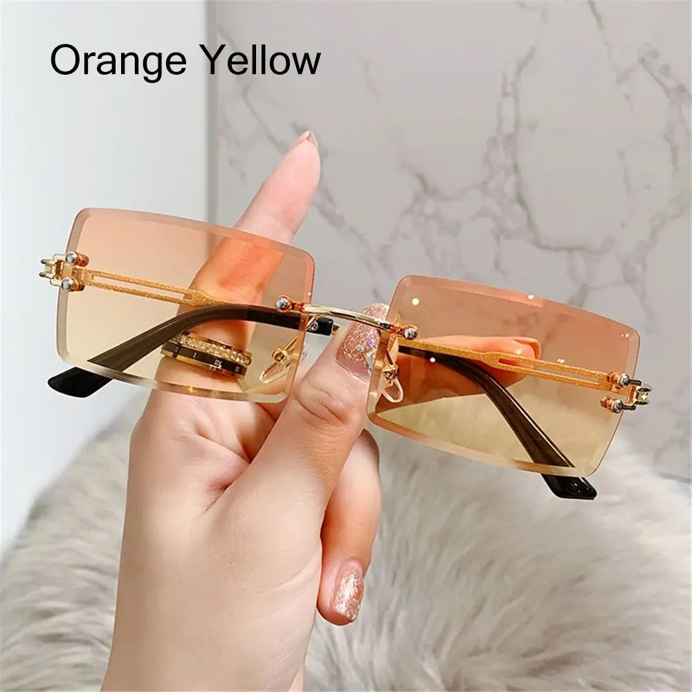 Retro Eyewear UV400 Rectangle Sunglasses Sunglasses for Women Vintage Sunglasses Frameless Sunglasses