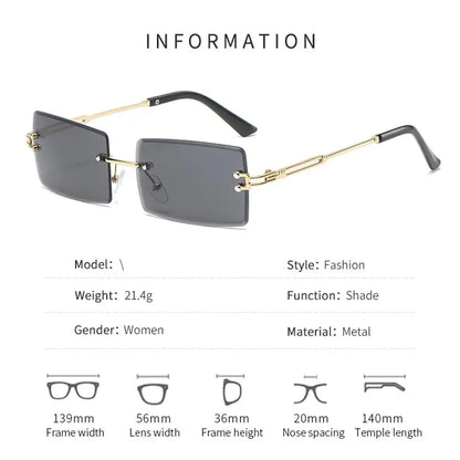 Retro Eyewear UV400 Rectangle Sunglasses Sunglasses for Women Vintage Sunglasses Frameless Sunglasses
