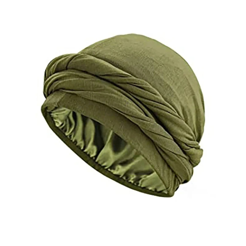 Unisex Turban HeadWrap HaloTurban Durag Comfy Chemo Hat Satin Lined HeadScarf Muslim Hijab Turban HeadScarf Dropship
