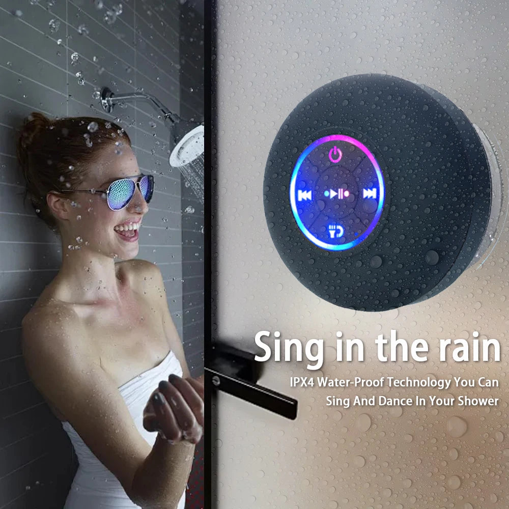 Waterproof Bluetooth Shower Speaker with RGB Lights