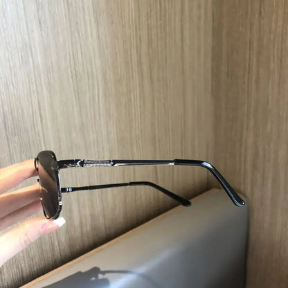 2025 New Sunglasses For Men Crystal Glass For Driving Big Face UV400 Green Sunglasses Metal High-quality Double Beams