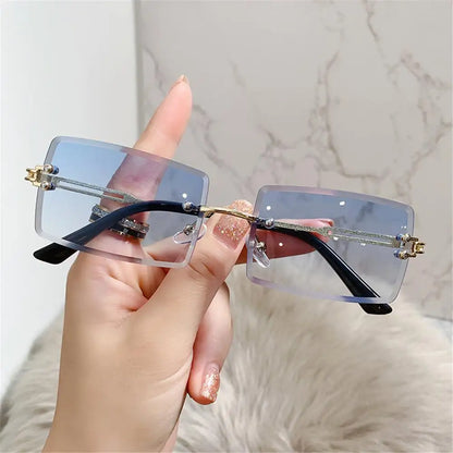 Retro Eyewear UV400 Rectangle Sunglasses Sunglasses for Women Vintage Sunglasses Frameless Sunglasses