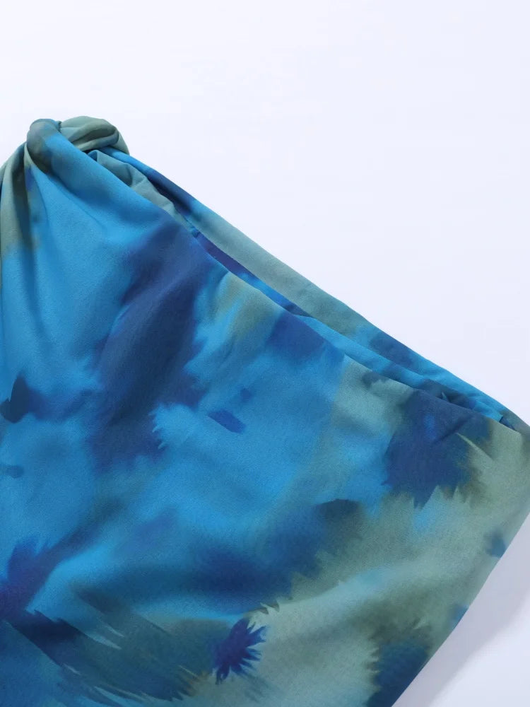 Printed High Neck Sleeveless Maxi Dress