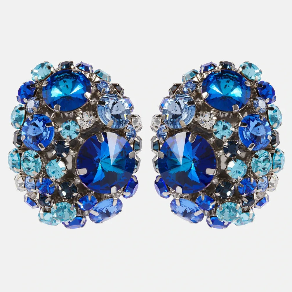 Royal Blue Crystal Statement Stud Earrings