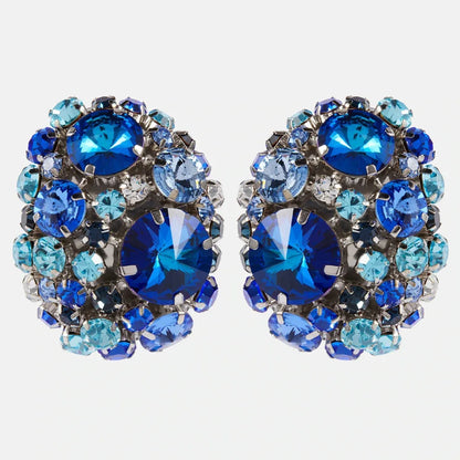 Royal Blue Crystal Statement Stud Earrings