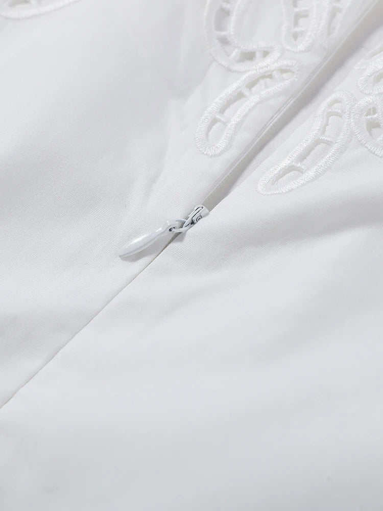 Minimalist White Boat Neck Midi Dress