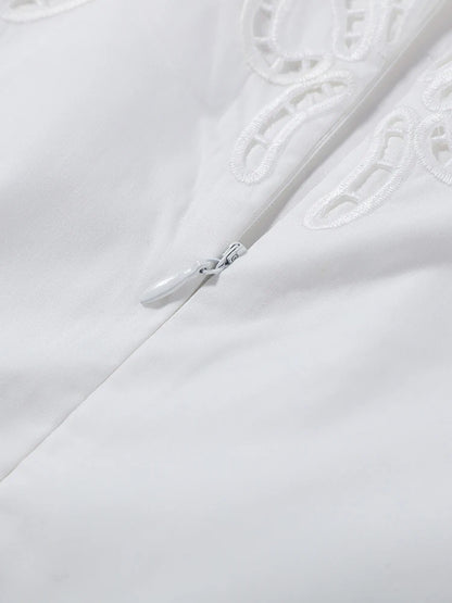 Minimalist White Boat Neck Midi Dress